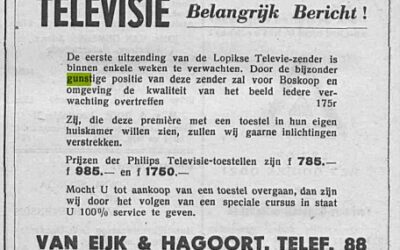 2 oktober 1951, de eerste televisie-uitzending, ook in Boskoop